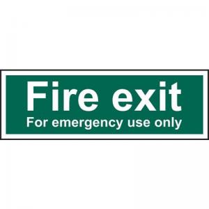Fire Exit For Emergency Use Only - 1.2mm Recyclable Pp 300 X 100mm