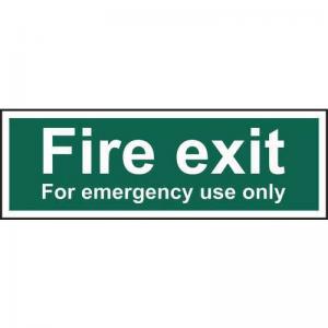 Fire Exit For Emergency Use Only - Sav 300 X 100mm 421215