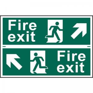 Fire Exit Man Running Arrow Diagonally Up LeftRight - Sapp 300 X 100mm