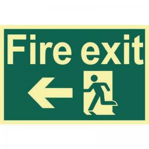 Fire Exit Running Man Arrow Left- Phs 300 X 200mm 421381