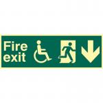 Disabled Fire Exit Man Runningarrow Down - Pho (450 X 150 Mm) 421420