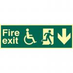Disabled Fire Exit Man Runningarrow Down - Phs (450 X 150 Mm) 421421