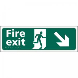 Fire Exit Man Running Arrow DownRight - Taktyle 450 X 150mm 421453