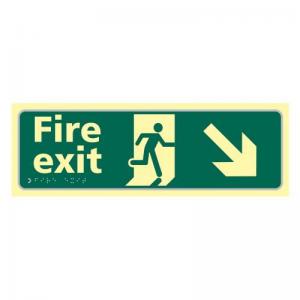 Fire Exit Man Running Arrow DownRight - Taktyleph 450 X 150mm 421454