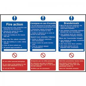 Fire Action Notice English French German - Sapp 300 X 200mm 421571