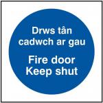 Fire Door Keep Shut -welshenglish - 1.2 mm Recyclable Pp (100 X 100 Mm) 421601