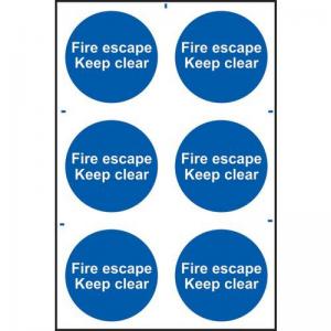 Fire Escape Keep Clear Sapp 100 X 100mm Pack Of 6 421613