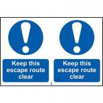 Keep This Escape Routeclear - Sapp (300 X 100 Mm) Pack of 2 421632