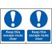 Keep This Escape Routeclear - Sapp (300 X 100 Mm) Pack of 2 421632