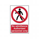 No Admittance Authorisedpersonnel Only - 1.2 mm Recyclable Pp (148 X 210 Mm) 421959
