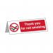 Thank You for Not Smokingdesk Sign - 1.2 mm Recyclable Pp (150 X 50 Mm) 422016