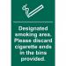 Designated Smoking Area. Pleasediscard Cigarette Ends - Sapp (200 X 300 Mm) 422034