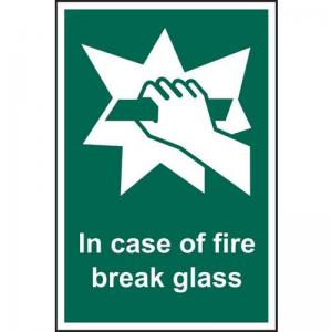 In Case Of Fire Break Glass - 1.2mm Recyclable Pp 100 X 150mm 422046