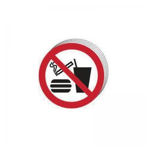 No Eating No Dinking No Smoking Symbol - Sav 50mm Dia. Pack Of 10