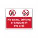 No Eating, No Drinking,no Smoking - 1.2 mm Recyclable Pp (600 X 450 Mm) 422151