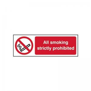 All Smoking Strictly Prohibited - 1.2mm Recyclable Pp 300 X 100mm