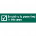 Smoking Permitted Inthis Area - Pvc (200 X 50 Mm) 422289