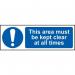 This Area Must Be Kept Clearat All Times - 1.2 mm Recyclable Pp (600 X 200 Mm) 422523