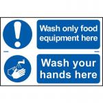 Wash Only Food Equipment Here Wash Your Hands Here - Sapp (300 X 100 Mm) Set of 2 422534