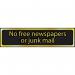 No Free Newspapers Orjunk Mail - Pol (200 X 50 Mm) 422619
