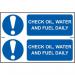 Check Oil, Water Andfuel Daily - Sapp (300 X 200 Mm) Pack of 2 422709