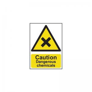 Caution Dangerous Chemicals Sign, 1mm Rigid 1.2mm Recyclable Pp 148mm