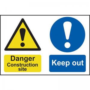 Danger Construction Site Keep Out - 1.2mm Recyclable Pp 600 X 400mm