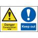 Danger Construction Sitekeep Out - 1.2 mm Recyclable Pp (600 X 400 Mm) 422857