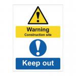 Warning Construction Sitekeep Out - 1.2 mm Recyclable Pp (300 X 400 Mm) 422860