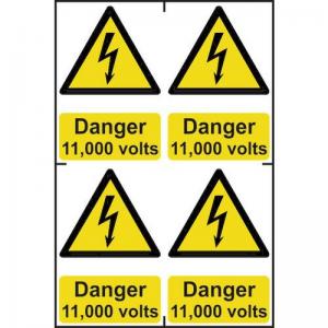 Danger 11000 Volts Sapp 100 X 150mm Pack Of 4 422931