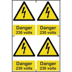 Danger 230 Volts Sapp 100 X 150mm Pack Of 4 422934
