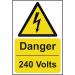Danger 240 Volts- 1.2 mm Recyclable Pp (200 X 300 Mm) 422947