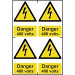 Danger 400 Voltssapp (100 X 150 Mm) Pack of 4 422963