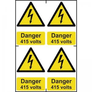 Danger 415 Volts Sapp 100 X 150mm Pack Of 4 422974