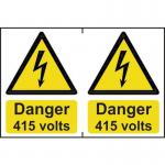 Danger 415 Voltssapp (150 X 200 Mm) Pack of 2 422975