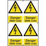 Danger 6600 Voltssapp (100 X 150 Mm) Pack of 4 422996
