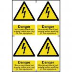 Danger Disconnect Electrical Supplybefore Working on This Equipment - Sapp (100 X 150 Mm) Pack of 4 423006