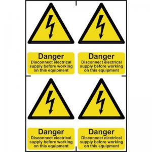 Danger Disconnect Electrical Supply Before Working On This Equipment -