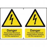 Danger Disconnect Electrical Supplybefore Working on This Equipment - Sapp (150 X 200 Mm) Pack of 2 423007