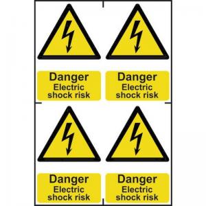 Danger Electric Shock Risk - Sapp 100 X 150mm Pack Of 4 423017