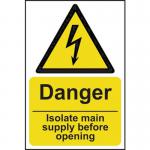 Danger Isolate Main Supplybefore Opening - 1.2 mm Recyclable Pp (200 X 300 Mm) 423036