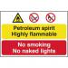 Petroleum Spirit No Smokingor Naked Lights - Pp (600 X 400 Mm) 423088