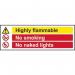 Highly Flammable No Smokingno Naked Lights - 1.2 mm Recyclable Pp (600 X 200 Mm) 423104
