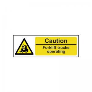 Caution Fork Lift Trucks Operating - 1.2mm Recyclable Pp 600 X 200mm