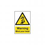 Warning Mind Your Head Sign,1 mm Rigid 1.2 mm Recyclable Pp (148 mm X 210 Mm) 423294