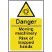 Danger Moving Machinery Riskof Trapped Hands - 1.2 mm Recyclable Pp (200 X 300 Mm) 423308