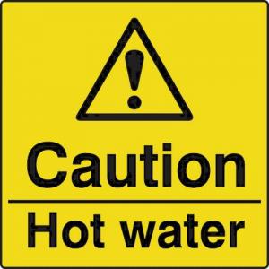 Caution Hot Water - Labels 50 X 50mm Roll Of 250 423340