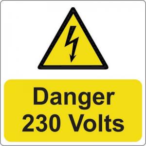 Danger 230 Volts - 100 Roll Sav 75 X 75mm 423347