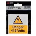 Danger 415 Volts -pack of 5 Sapp (75 X 75 Mm) 423380
