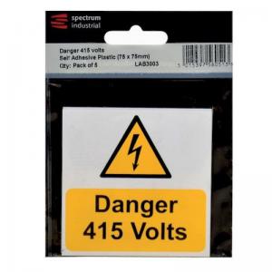 Danger 415 Volts - Pack Of 5 Sapp 75 X 75mm 423380